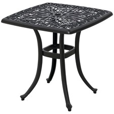 Outsunny Cast Aluminium Bistro Table with Umbrella Hole, Black