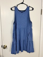 GAP Blue Sleeveless Tiered A-Line Dress with Pockets, Size XL