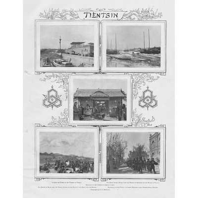 CHINA Szenen in Tientsin - antiker Druck 1900