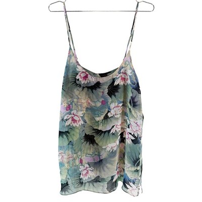SHOW ME YOUR MUMU Stella Sheer Lotus Flower Tank Top NWT   M   blue, green, pink