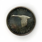 1967 Canada $1 One Dollar, 0.800 Silver Coin, Centennial Flying Goose, XF