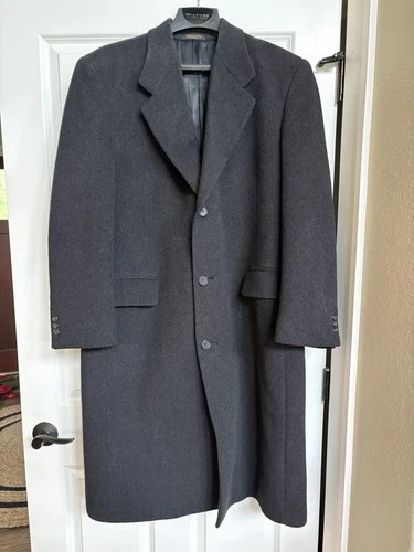 Mens Nino Cerruti Rue Royale Overcoat 40 R Wool Cashmere Blend Charcoal Italy - product listing photo