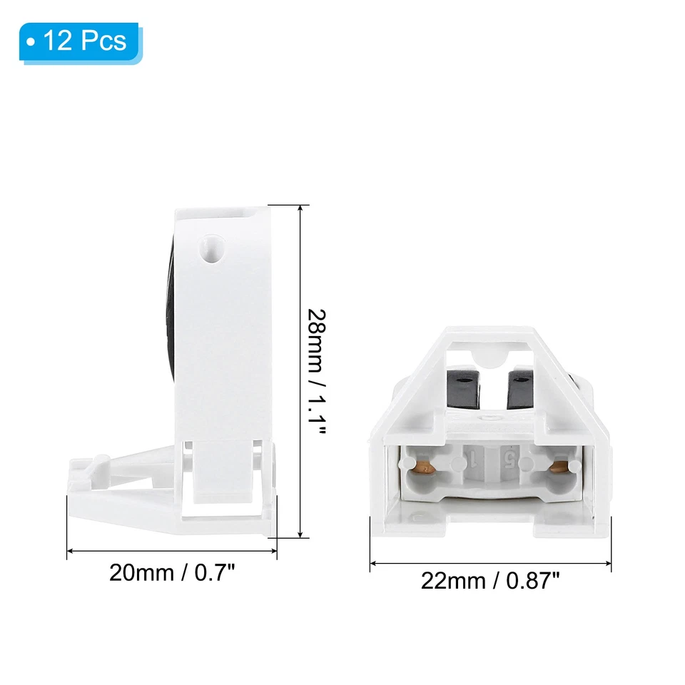 T5 Fluorescent Light Holder 12pcs G5 Base LED Tube Light Socket 500V 28x22x20mm - Image 2 of 4