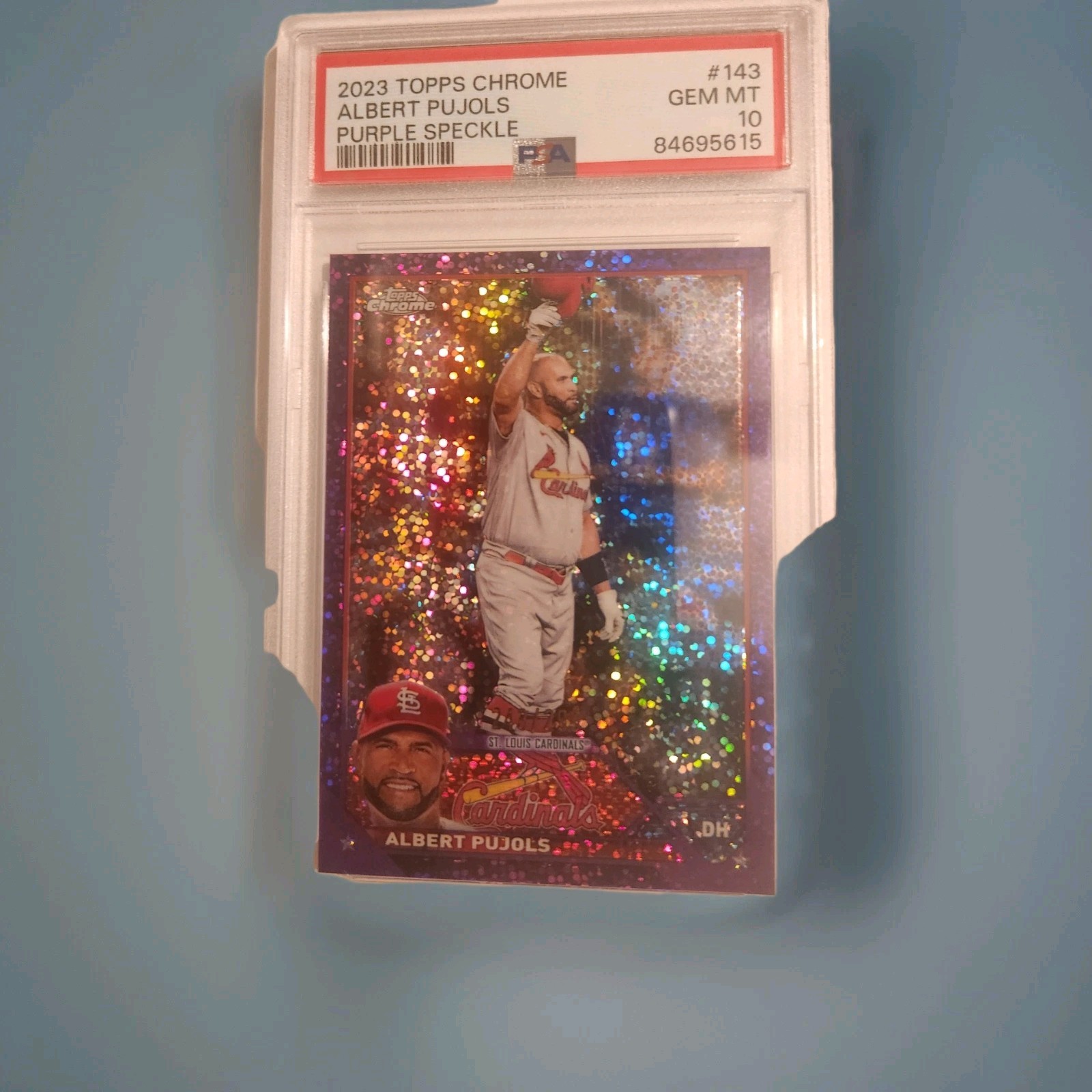 2023 Topps Chrome Baseball #143 Albert Pujols /299 Purple Speckle Refractor