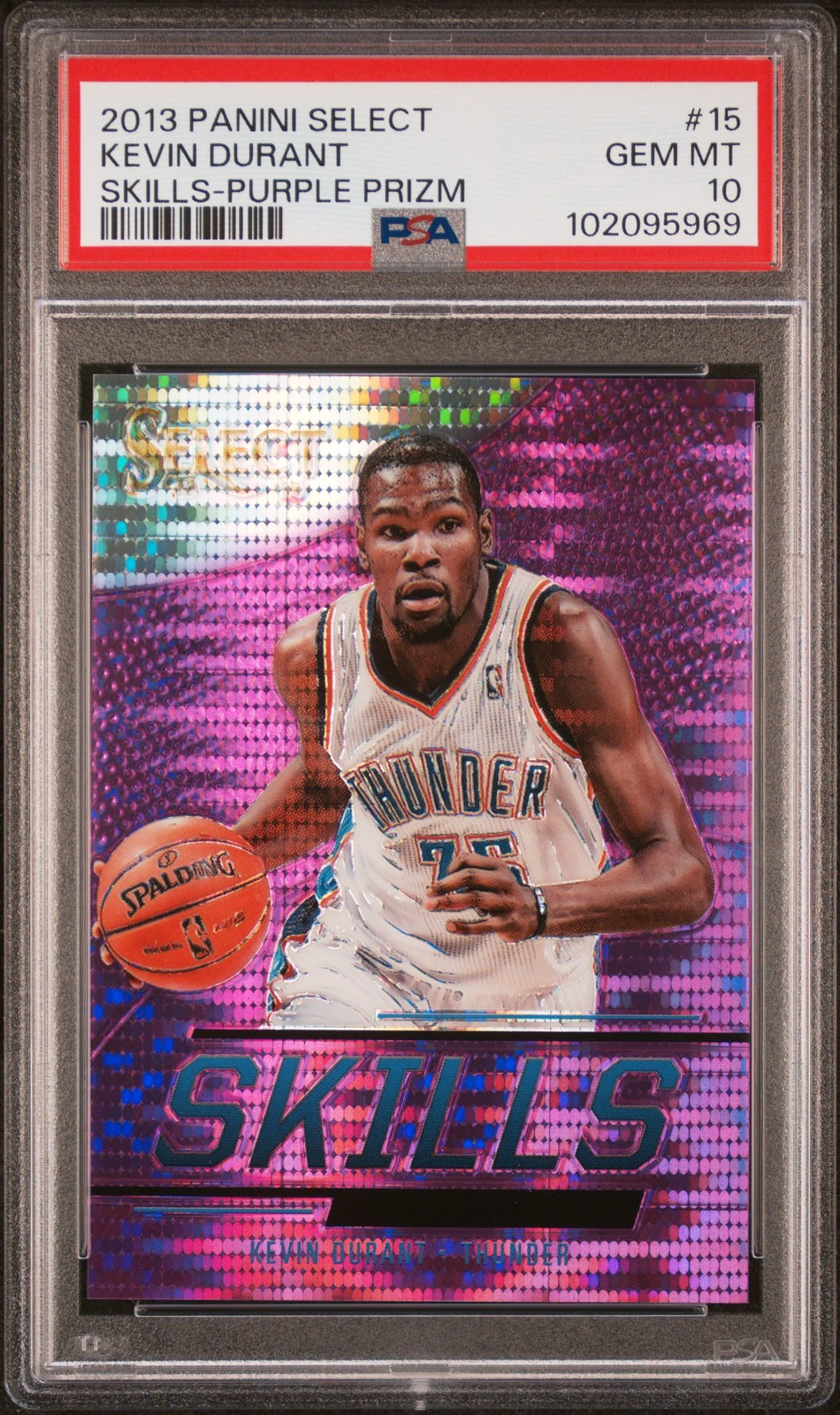 2013 PANINI SELECT SKILLS PURPLE PRIZM #15 KEVIN DURANT 72/99 PSA 10