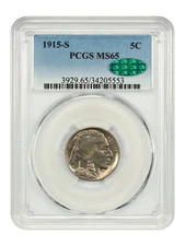 1915-S 5C PCGS/CAC MS65 - Buffalo Nickel