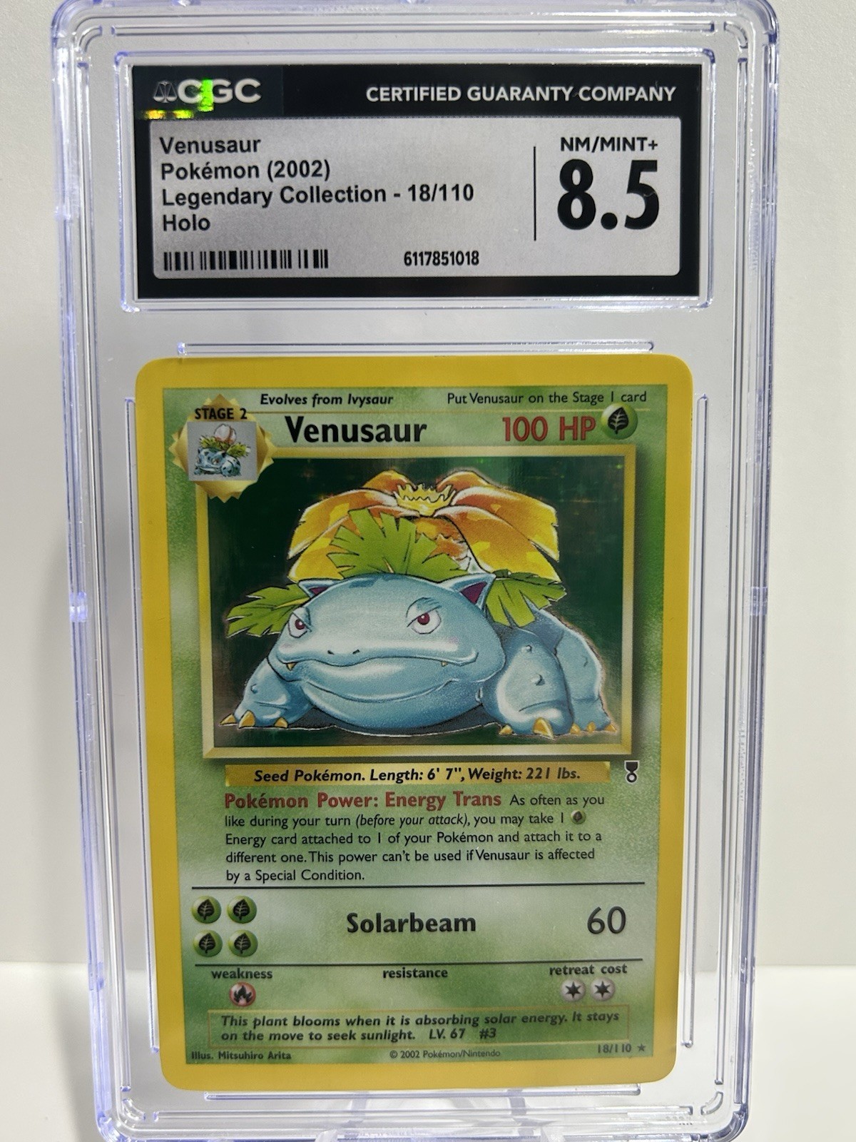 CGC 8.5 Legendary Collection Holo Rare Venusaur 18/110 NM/MINT+ Condition