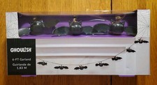 Ghoulish Halloween   6ft Metal Spooky Black Bats Garland