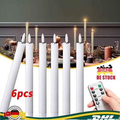 6PCS Stabkerzen LED Kerzen flackernd mit Timer Fernbedienung Weihnachten Gift