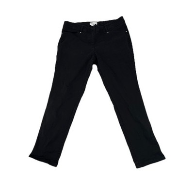 Cache Size 12 Women Stretchy Ankle Pants Side Slit Black Inseam 25  59-23