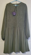 AVA VIV Green Striped Long Sleeve Dress Size 3X New