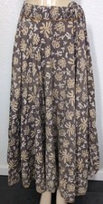 Vintage FABINDIA Skirt Cotton A-line Maxi Brown Large Adjustable Tie Waist