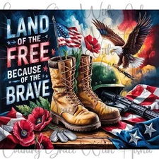 20oz Skinny Wrap Land Of The Free USA Sublimation Transfer Ready To Press