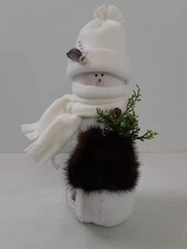 12" Plush Snowman Woman With Hat Scarf Hand Warmer & Sandbag Base NWT  11125