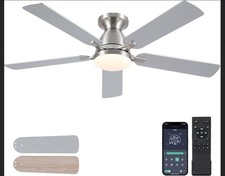 Ceiling Fans with Lights, 52" Flush Mount Ceiling Fan with Light and Remote/App