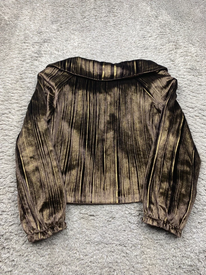 Chaqueta Lafayette 148 Mujer 10 Marrón Terciopelo Mezcla Seda Corto Chal Cuello Abrigo Foto 2 de 4