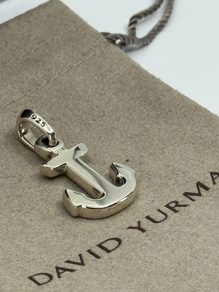 Autêntico pingente masculino amuleto âncora DAVID YURMAN prata esterlina ônix preto - Imagem 4 de 4
