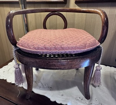 1880 s Antique Thonet Marked Child s Chair W/ Custom Cushion And Tassel 