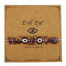 Evil Eye Irregular Crystal Stone Beads Bracelet Handmade Protection Good Lu - 02