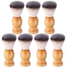 7Pcs Men Shaving Brush Wood Handle, Professional Salon Tools Hand Crafted