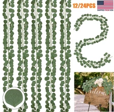 12/24x Artificial Eucalyptus Garland Faux Silk Leaf Garland Vines Wedding Decor