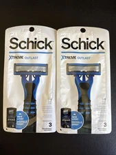 2x Razors Schick Xtreme Outlast 4-Blade Disposable Razors 3CT Ea