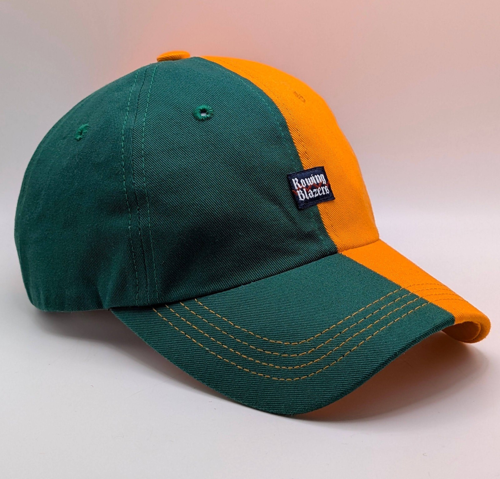 Rowing Blazers Hat Green Orange Split Two-Tone Ca… - image 1