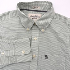 Abercrombie  Fitch Button Down Mens Medium Green Micro Check Muscle Fit Shirt