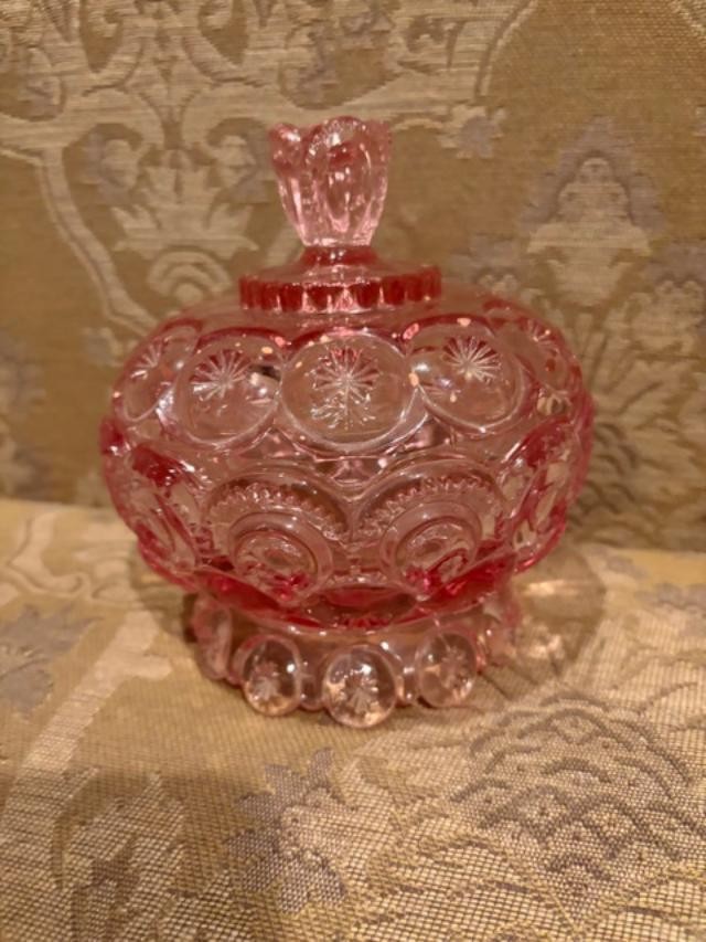 LE Smith Pink Moon and Stars stunning covered Candy compote dish