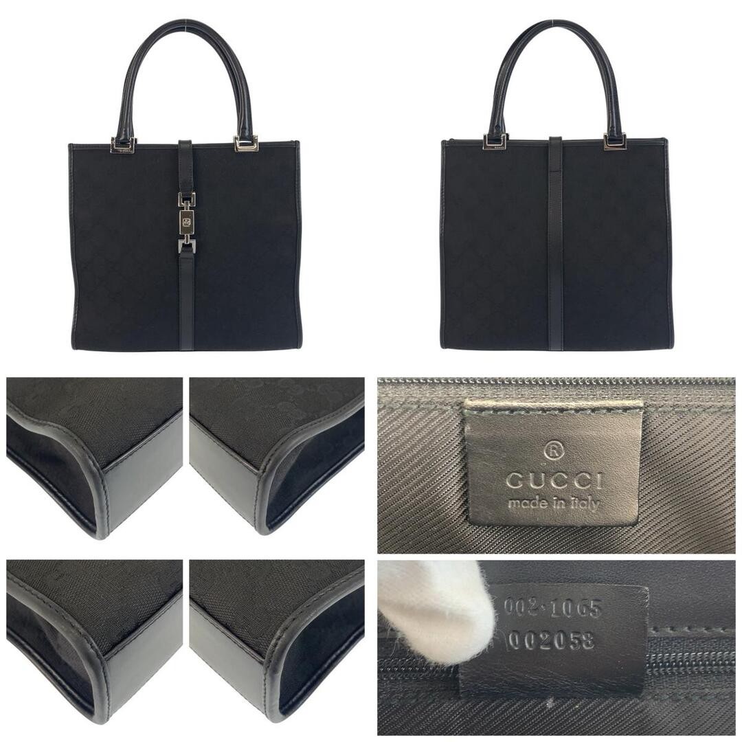 GUCCI Jackie Bag Black Canvas Leather Silver Hardware Used thumbnail 2