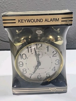 Vintage Ingraham Twin Bell Brass  Nightstand Alarm Clock New Sealed 