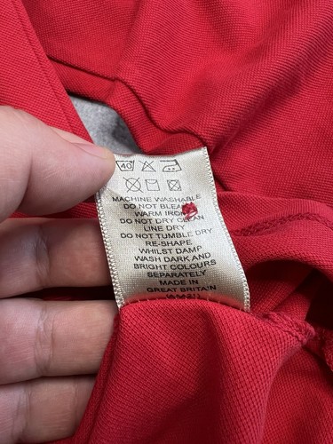 Polo Burberry Brit Para Hombre Rojo Algodón Cuello Manga Larga Talla M - Imagen 11 de 12