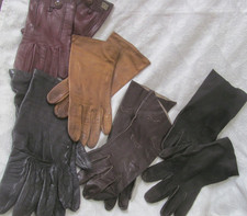 LOT 5 pairs Vintage Ladies Leather  Kid Gloves AIGNER Italy Driving Winter