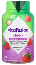 Vitafusion Sleep Max Strength 10mg Melatonin Sleep Aid, Strawberry - 100 Gummies
