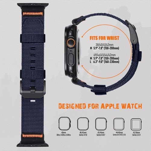 Cinturino Nylon per Apple Watch Ultra 2 10 9 8 7 6 5 4 SE 41 44 46 40 45mm 49mm - Foto 3 di 22