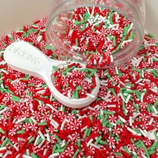 FAKE Green Christmas Themed Peppermint Polymer Clay Sprinkle Mix NOT EDIBLE 