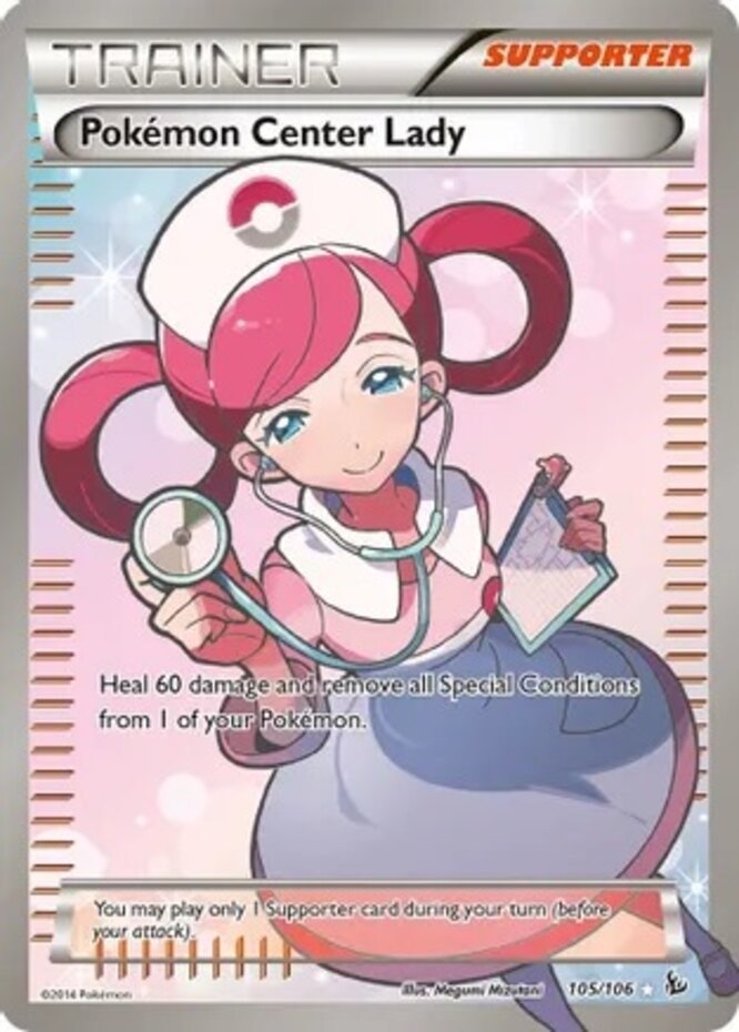 Lightly Played Pokemon Center Lady - 105/106 - Full Art Ultra Rare Pokemon Flash