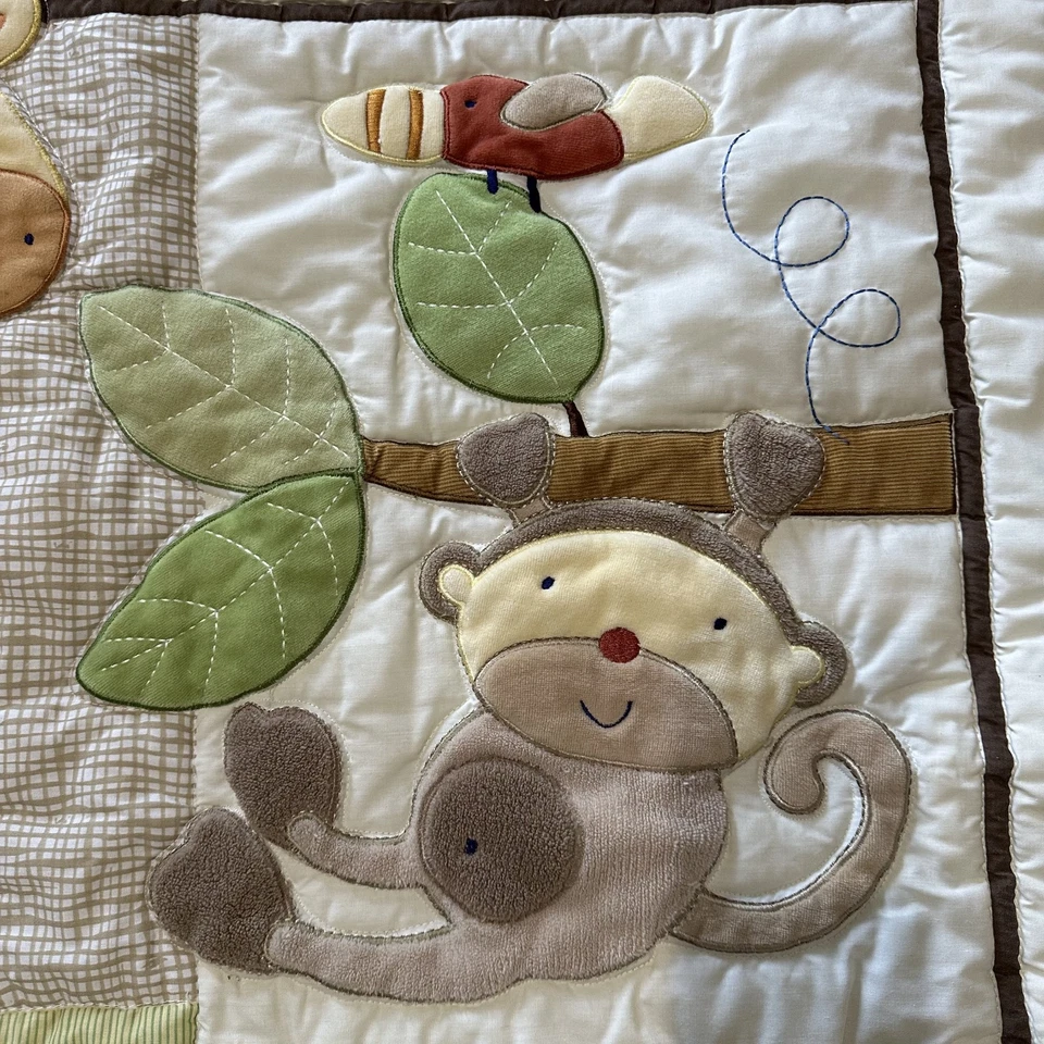 Colcha Just Born Baby animais da selva girafa macaco leão elefante 41 X 32 polegadas - Imagem 3 de 4