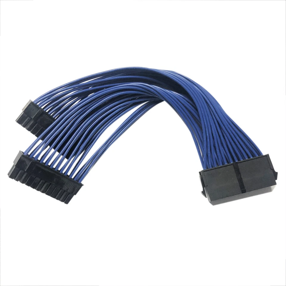 New ATX 24Pin 1 to 2 Power Supply Extension cable PSU Male to Female Y Splitter - Image 2 of 4
