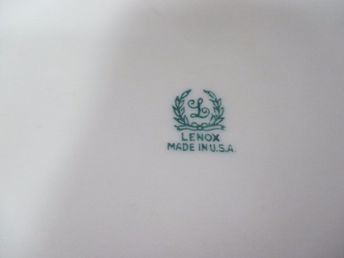 Lenox Rechteck cremeweiß Blatt Design Schmuckschatulle selten grüner Stempel 5 x 4 - Bild 8 von 12