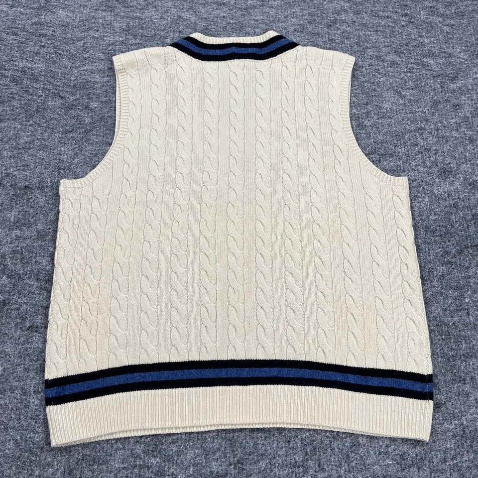 Polo Ralph Lauren Suéter Colete Masculino Extra Grande Lã Seda Cashmere Remo Tênis de Críquete - Imagem 3 de 4