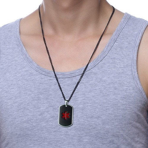 SOS Medical Alert ID Name Dog Tag Men Women Necklace Pendant Customize ...