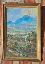 vintage Bali plein air landscape painting by listed Balinese artist