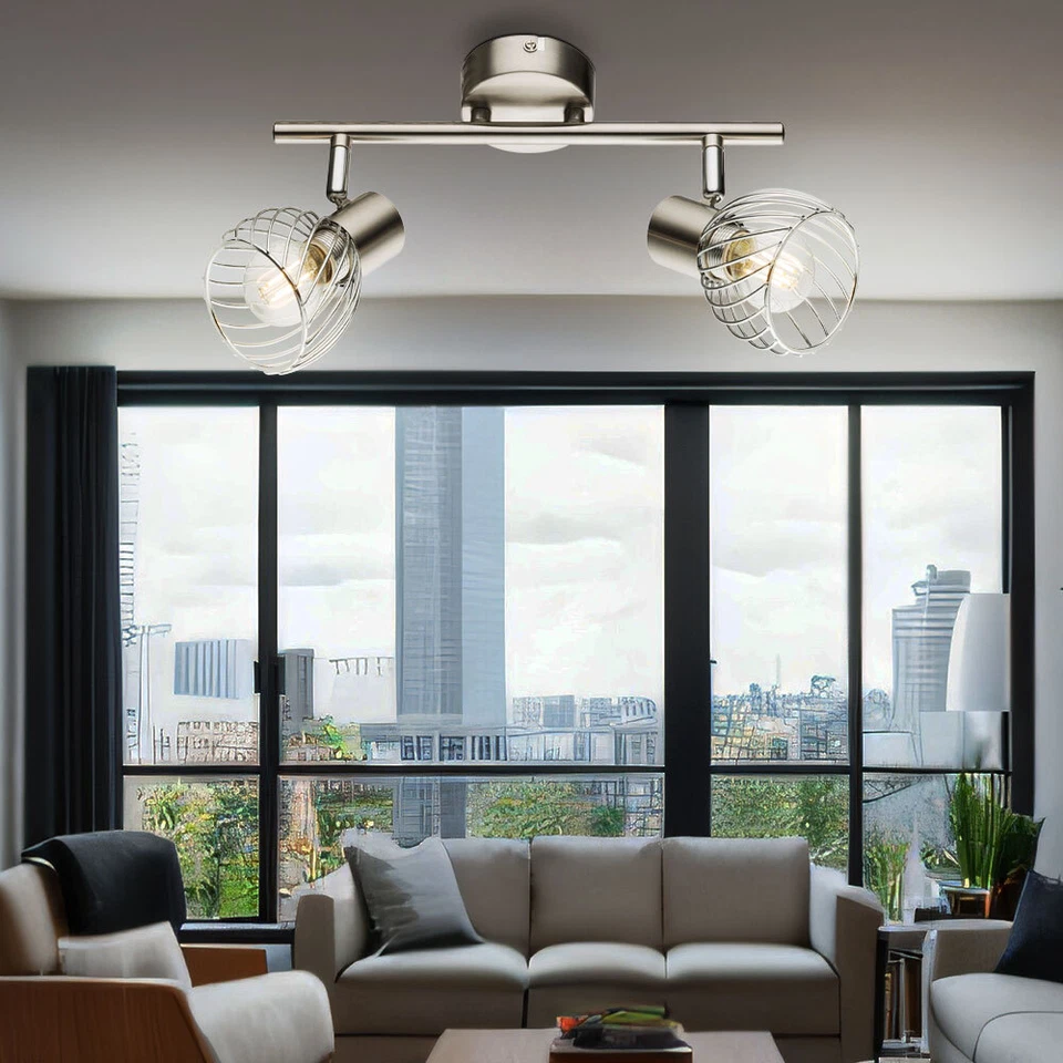 ETC-SHOP Design Chrom Decken Leuchte Wohn Zimmer Spot Lampe Flur Käfig Strahler beweglich