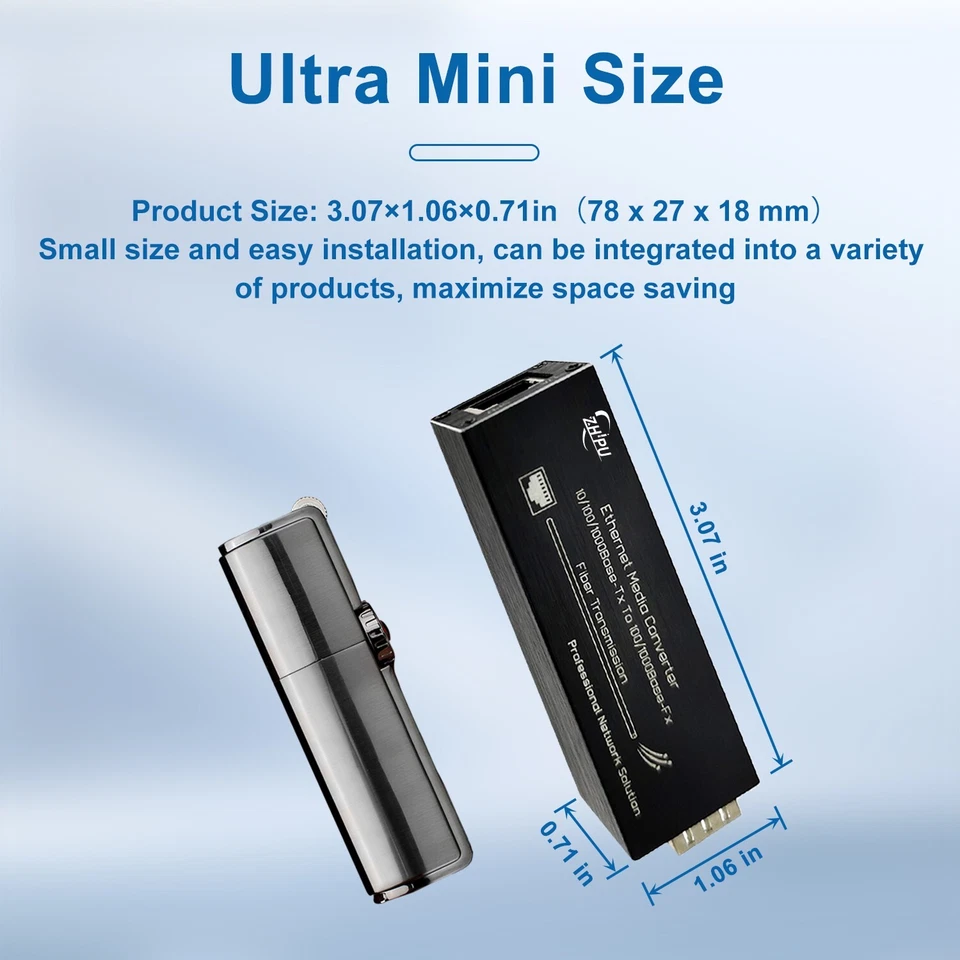 Mini Gigabit Fiber Media Converter 10/100/1000Mbps Ethernet with SFP &SC Module - Image 4 of 4