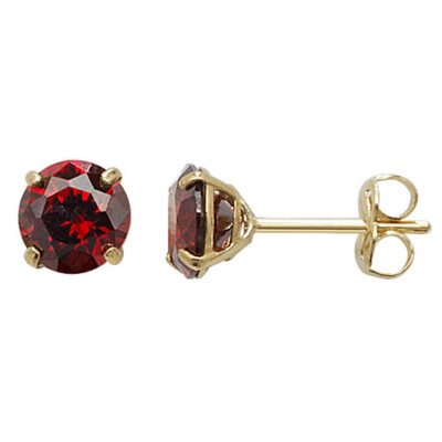Gelbgold Granat Ohrringe Solitär Naturstein 375 9 Karat Neu Verpackt