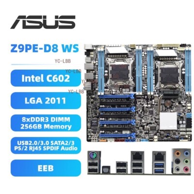 ASUS LGA2011 Server Motherboard Z9PE-D8 WS Intel C602 DDR3 for Intel Xeon CPU