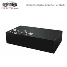 17 Gallon Street Rod Aluminum Race Fuel Cell Gas Tank w/Cap Level Sender Black