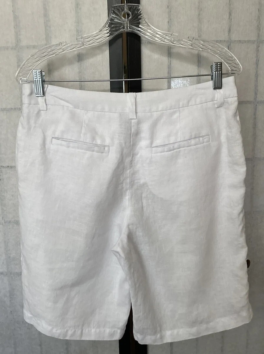 ハーフ・ショートパンツ Wide 6-quarter bermuda shorts white Jones New York Signature Women's 4 white linen Bermuda
