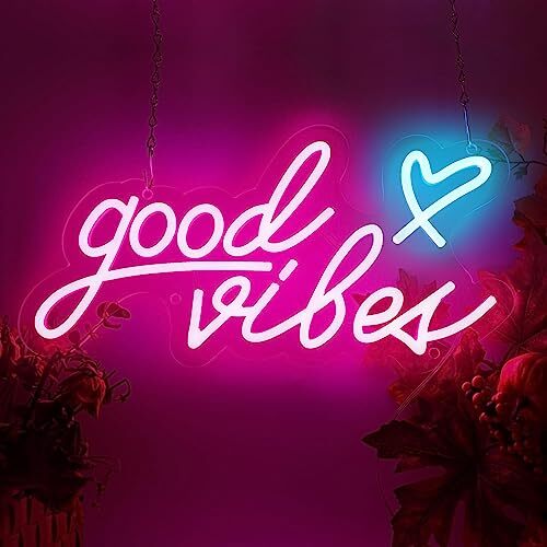 Good Vibes Neon Sign USB Neon Lights For Wall Bedroom Kids Room PINK